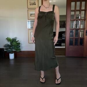 Olive green satin madewell dress